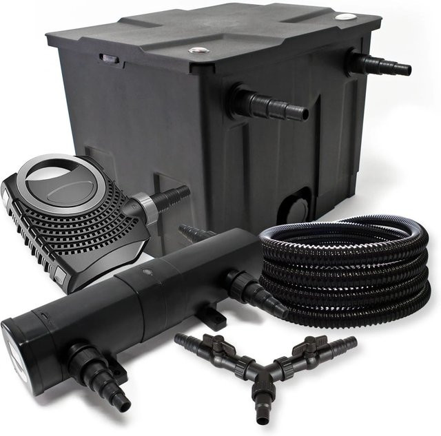 Sunsun Teichfilter Set Neo8000 mit 70W Pumpe und 25M Schlauch für bis zu 12000L Teich, Schwarz - Bild 1
