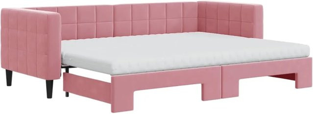 vidaXL Tagesbett ausziehbar mit Matratze in Rosa aus Samt, B/T/H: 200 x 80 x 68 cm - Bild 1