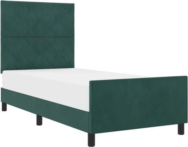 vidaXL Boxspringbett mit Kopfteil in Dunkelgrün aus Samt, B/T: 90 x 190 cm - Bild 1
