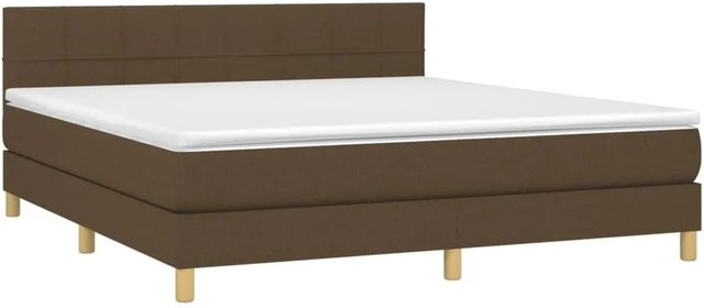 vidaXL Boxspringbett mit Matratze in Dunkelbraun, Hybridbett mit LED-Unterbettbeleuchtung und USB-Anschluss, B/T: 160 x 200 cm - Bild 1
