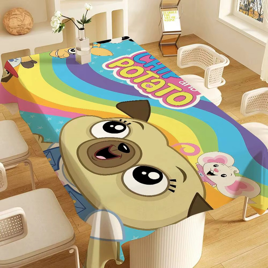Rechteckige Polyester-Tischdecke mit C-Chip- und P-Kartoffel-Motiv in Mehrfarbig - Bild 2