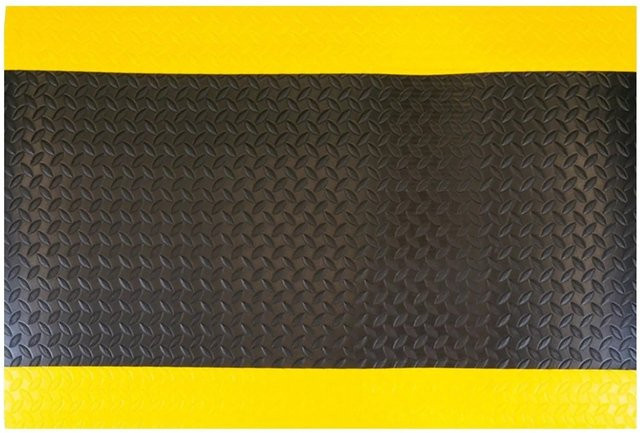 PROREGAL Anti-Ermüdungsmatte COMFORT PLUS mit Diamant-Profil aus Vinylschaum, Schwarz/Gelb, B: 91 cm, L: 500 cm, H: 1,27 cm - Bild 1