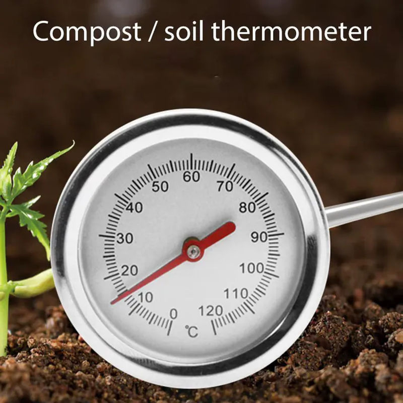 VODOOL Kompost-Bodenthermometer mit Stiel in Silber, 50 cm Länge, Messbereich 0 °C bis 120 °C für Garten und Boden - Bild 2