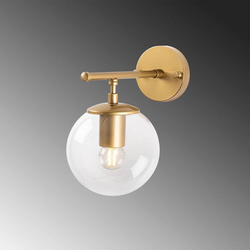 Opviq Wandleuchte Roe in Gold aus Metall und Glas mit E14 Fassung, B/H/T: 24 x 24 x 15 cm - Bild 2