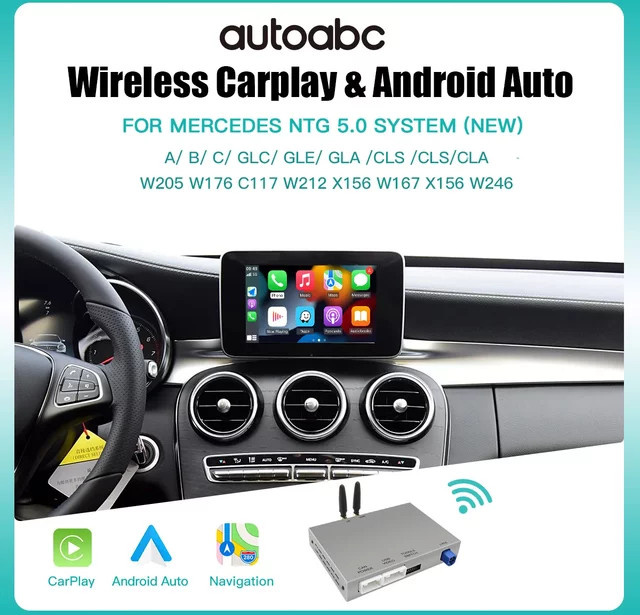 AUTOABC Kabelloser CarPlay und Android Auto Adapter mit Mirror Link für Mercedes Benz NTG 5.0 GLC CLA GLA GLE A B C E Klasse - Bild 1