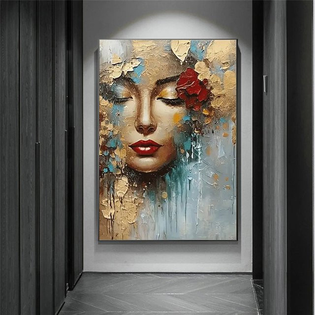 NUOYING Diamantmalerei DIY Kunst Abstrakte Goldene Frau Strass-Mosaik Wanddekoration Gold und Multicolour - Bild 1
