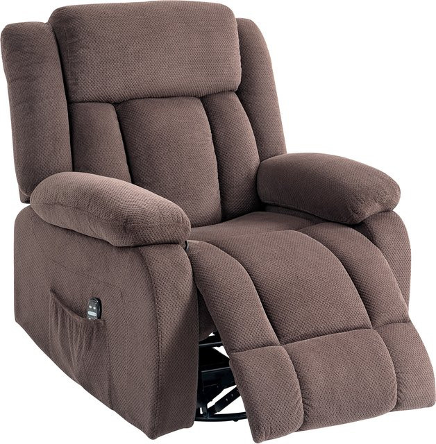 HOMCOM Relaxsessel mit Vibrationsmassage und Heizfunktion, drehbarer Fernsehsessel mit Liege- und Wippfunktion, 5 Modi, Braun - Bild 1