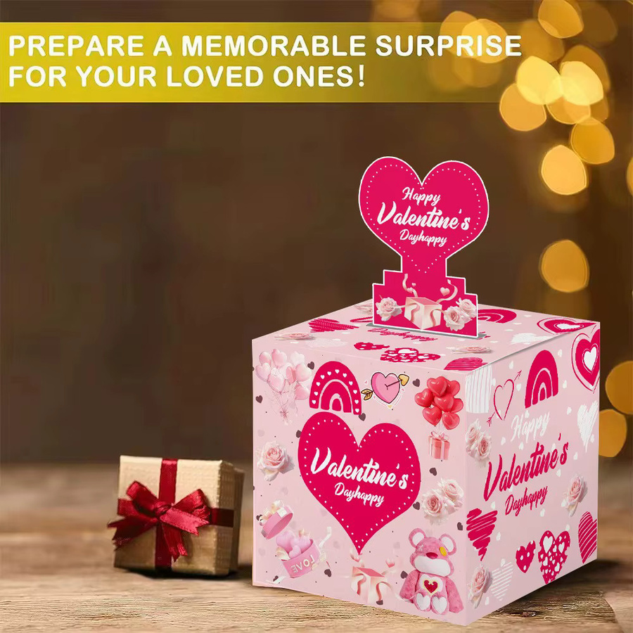 Rote Überraschungs-Geldbox aus Papier als Geschenkbox zum Valentinstag - Bild 3