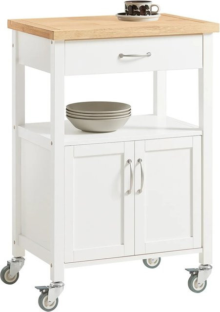 SoBuy Küchenwagen FKW22-WN Servierwagen und Küchenschrank in Weiß aus Holz und MDF, B/T/H: 60 x 45 x 92 cm - Bild 1