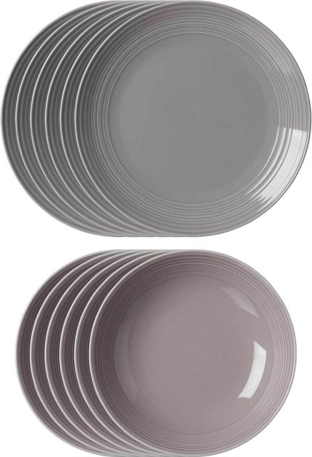 Ritzenhoff & Breker Tafelservice Levi aus Porzellan, 12er Set, Grau - Bild 1