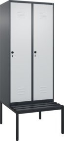 C+P Spind Classic PLUS Garderobenspind mit Sitzbank, 2 Abteile, Schwarzgrau, B/T/H: 212 x 80 x 81,5 cm - Bild 1