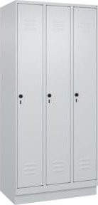 C+P Spind Classic PLUS Garderobenschrank mit 3 Abteilen, Grau, H x B x T: 195 x 90 x 50 cm - Bild 1
