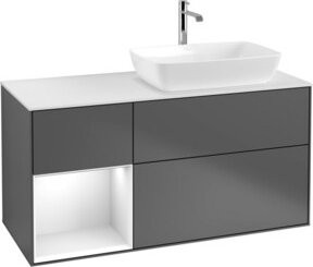 V&B Finion Waschtischunterschrank mit LED-Wandbeleuchtung, Breite: 120 cm, Anthrazit lackiert - Bild 1