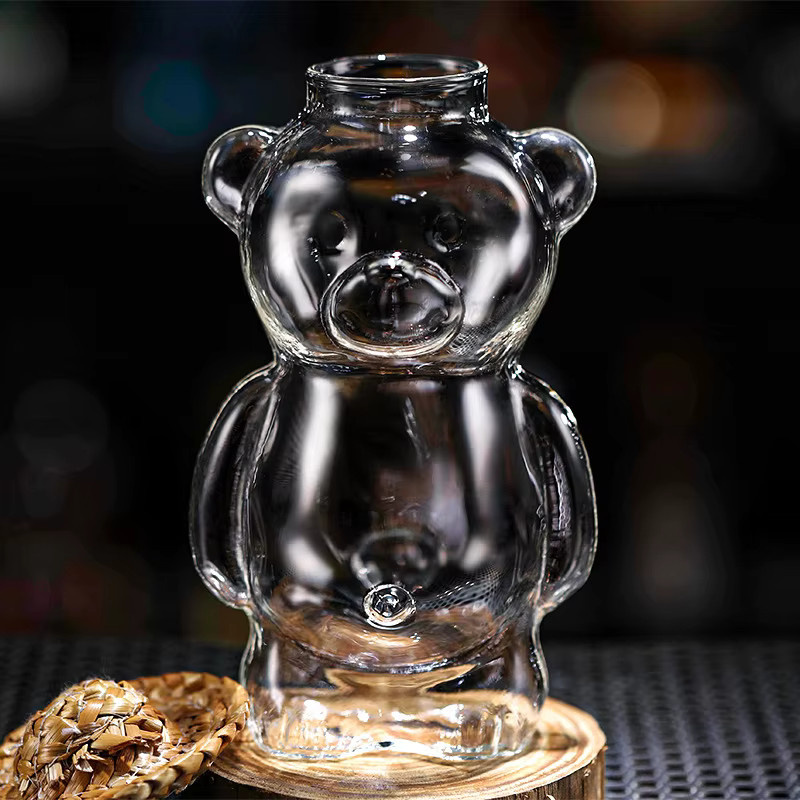 YWDL Bären Form Glastasse Transparent für Kaffee, Tee und Saft mit niedigem Cartoon-Design - Bild 2