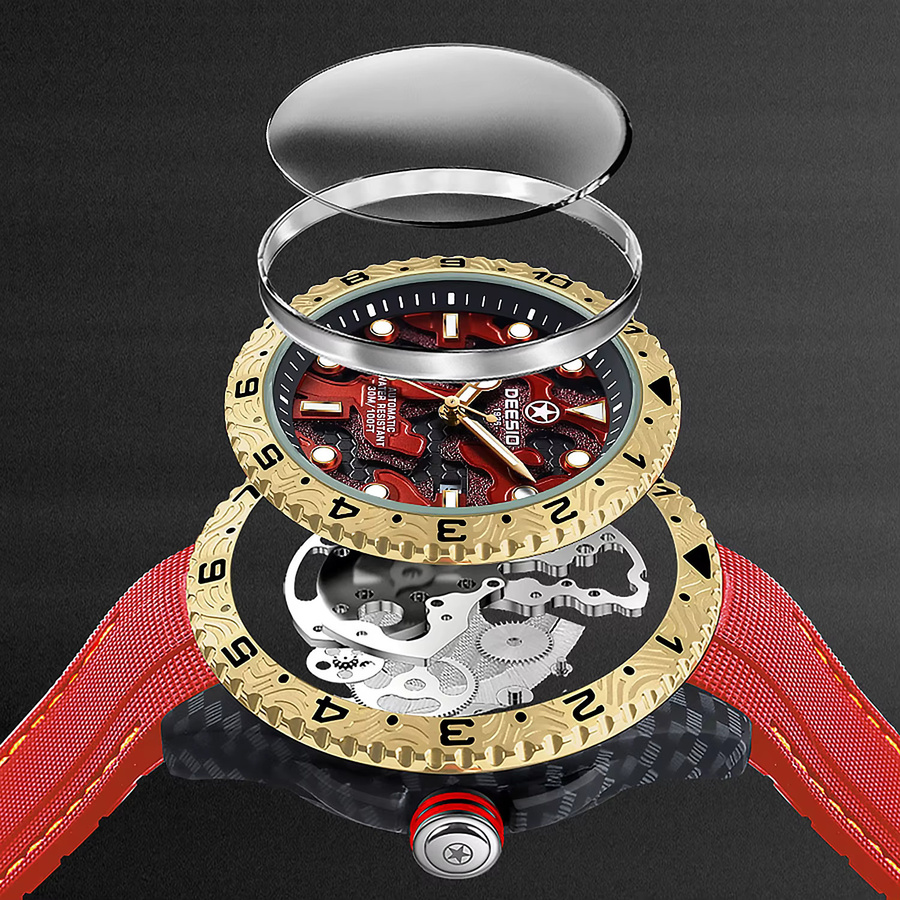 Deesio Armbanduhr Automatik, Kohlefaser, Schwarz, Herren - Bild 4