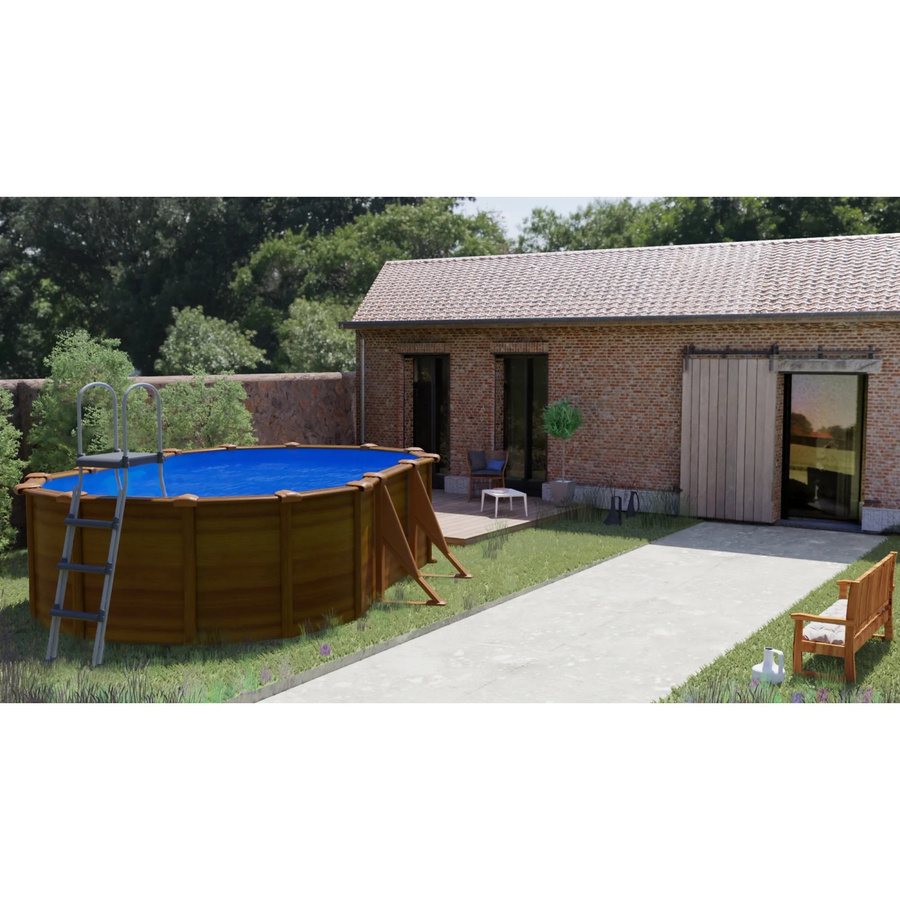 Gre Pool Sicilia Oval Aufstellbecken in Holzoptik mit Sandfilteranlage und Zubehör, B/T/H: 500 x 300 x 120 cm, Holzfarben - Bild 2