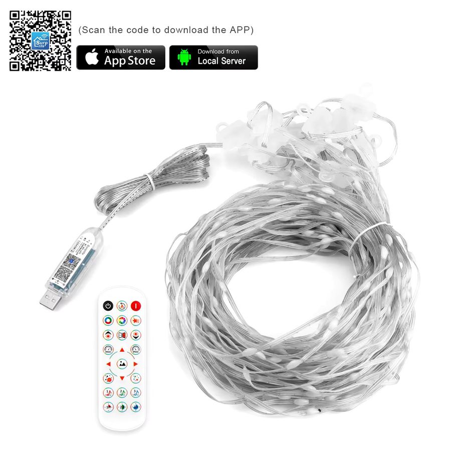 Gyarfas RGB LED Vorhanglicht mit App-Steuerung und USB-Anschluss für DIY-Dekoration - Bild 2