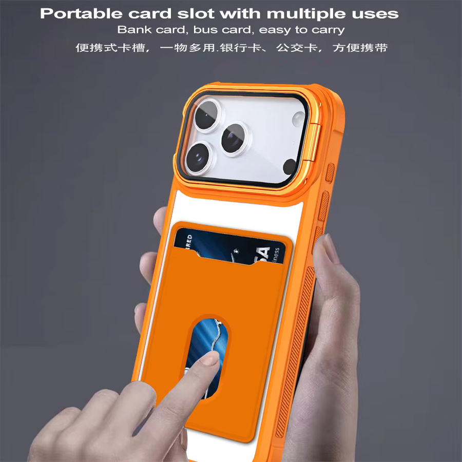 szHAIyu Transparente Handyhülle mit Acryl-Kartenhalter und Kameraständer für iPhone 11 bis iPhone 17 Air Pro Max, stoßfeste Schutzhülle - Bild 2