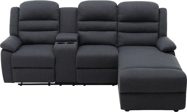 Vente-unique Relaxsofa Macedonia L-Form in Anthrazitgrau mit Stoffbezug, Breite: 231 cm - Bild 1