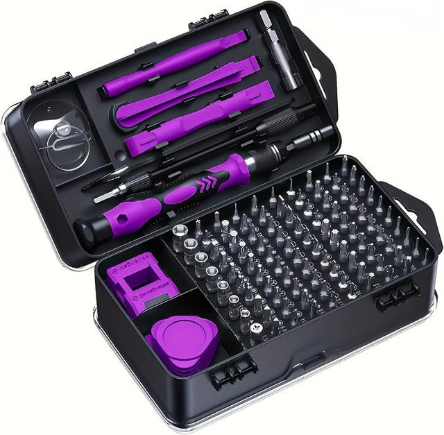 Multifunktionales 115-in-1 Upgrade Schraubendreher-Set von YC Direct in Lila mit magnetischen Sonderformbits und Kunststoffgehäuse - Bild 1