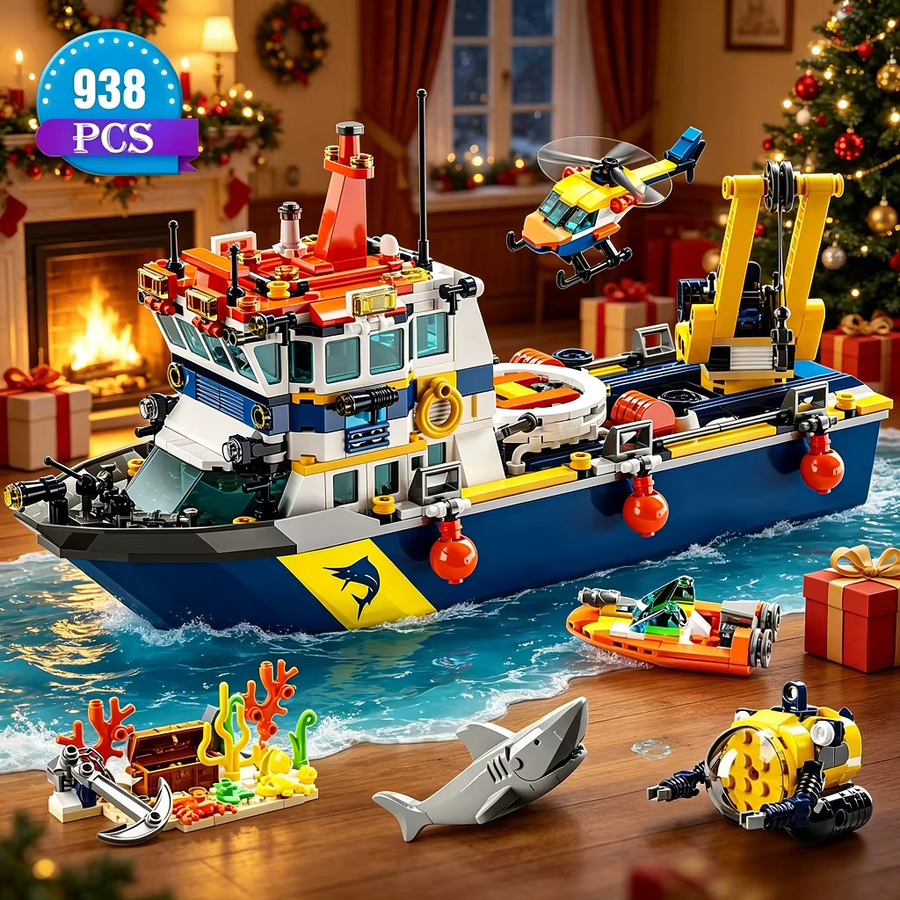 SEMBO BLOCK City Ocean Explorer Schiff-Bausatz, Hubschrauber, U-Boot - Bild 2