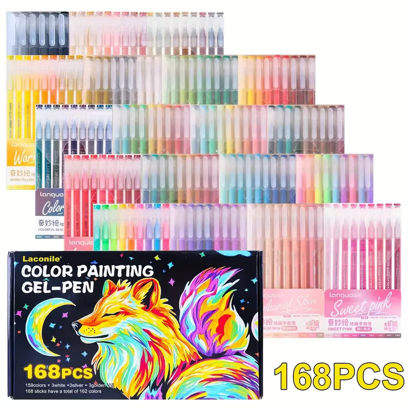 168 farbige Gelstifte in einer Geschenkbox für Kunstwerke und Zeichnungen, vielseitiges Set in Multicolour - Bild 5