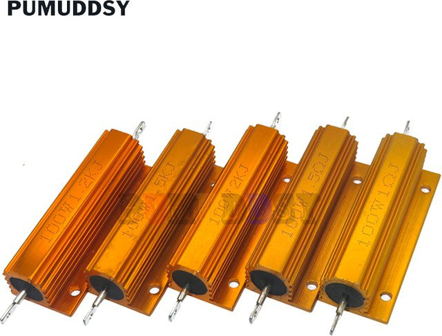 PUMUDDSY Aluminium Drahtwiderstand im Metallgehäuse, Silber, 50 W bis 100 W, Widerstandsbereich 0,01 Ohm bis 100 kOhm, Typ RX24 - Bild 1
