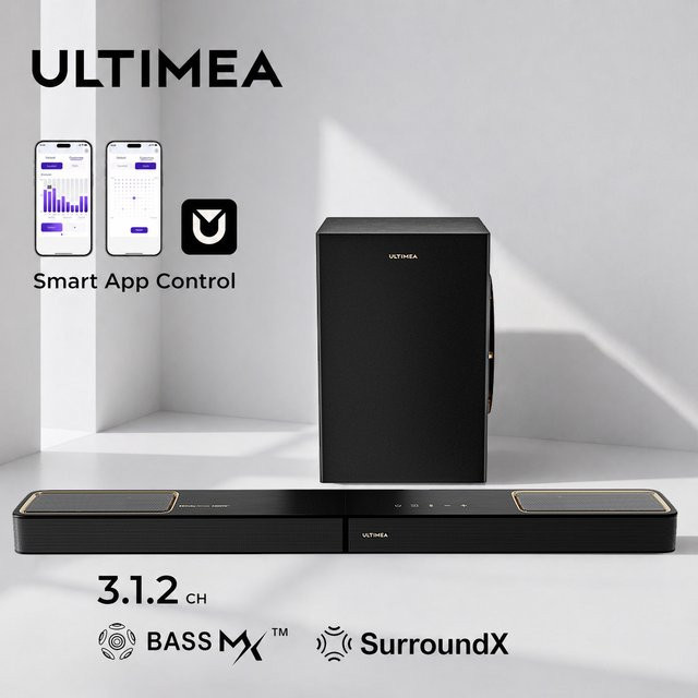 ULTIMEA Skywave F30 Boom 3.1.2-Kanal Dolby Atmos Soundbar mit 360W Leistung und BassMX Verstärker in Schwarz mit HDMI eARC - Bild 1