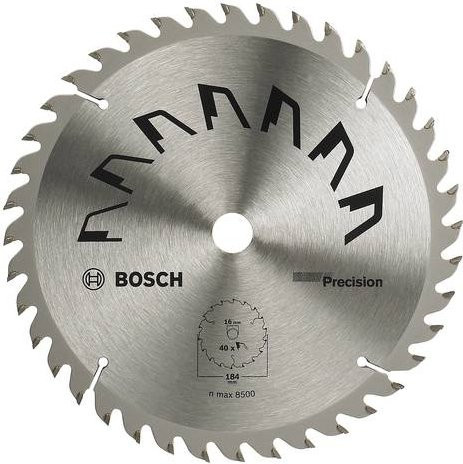 Bosch Precision Hartmetall Kreissägeblatt Silber Durchmesser: 184 mm, Bohrung: 16 mm, 40 Zähne - Bild 1