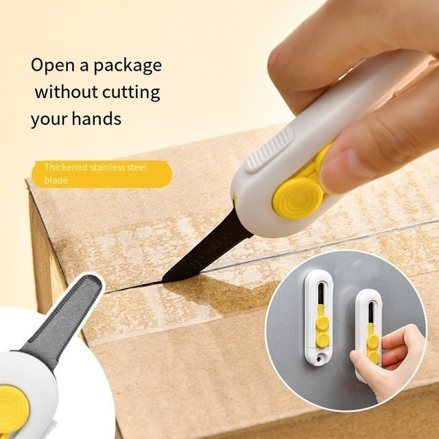 Magnetischer Mini-Boxschneider in Weiß mit einziehbarer Edelstahlklinge aus langlebigem ABS-Material - Bild 1