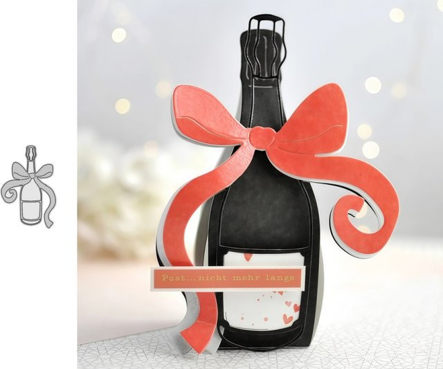 Metall-Schablonen mit Champagner-Flaschen-Design für DIY Scrapbooking und Bastelarbeiten - Bild 1