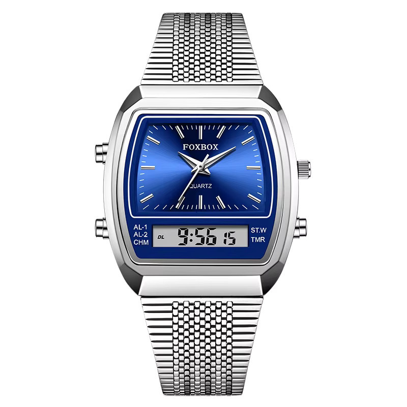 FOXBOX Digitaluhr, Quarz, Edelstahl, Blau, Unisex - Bild 7