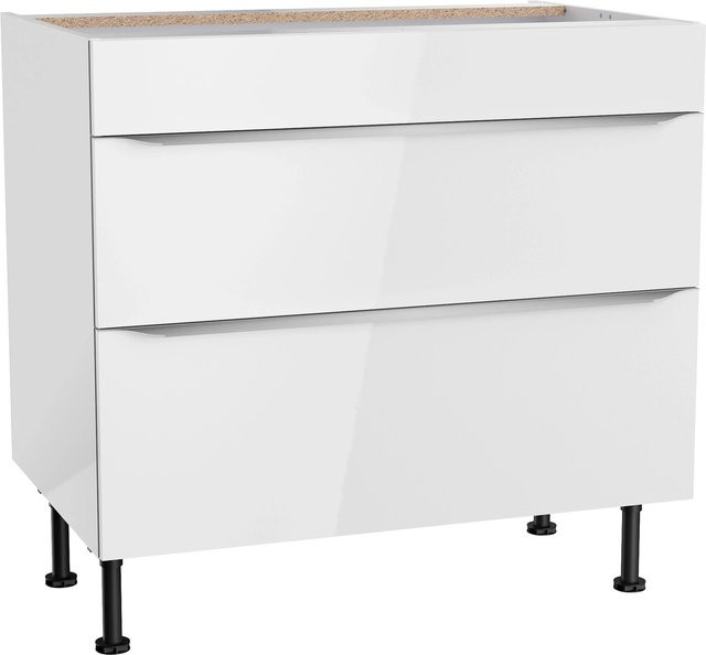 Optifit Küchen-Unterschrank Arvid mit 2 Auszügen, Weiß, B/T/H: 90 x 58,4 x 87 cm - Bild 1