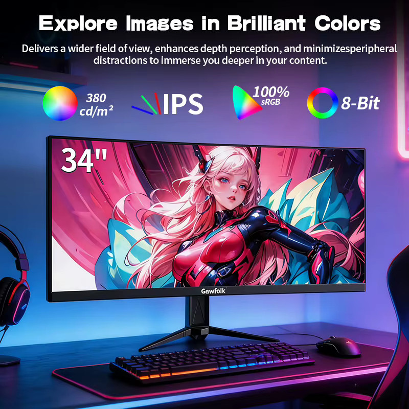 Gawfolk GF340B 34 Zoll 4K UHD IPS Gaming Monitor mit 165Hz in Schwarz - Bild 4