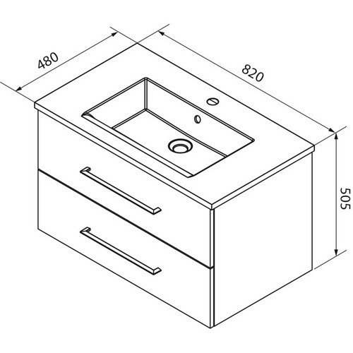 Fackelmann Badmöbel-Set B.perfekt in Ast-Eiche mit Keramik-Waschbecken, Braun, B/H/T: 82 x 50,9 x 48 cm - Bild 3