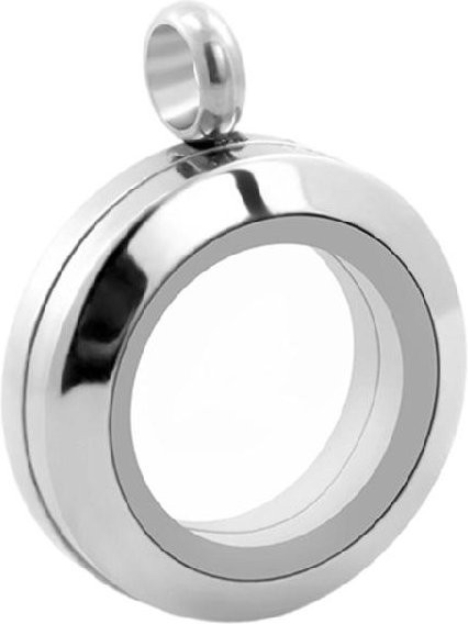 Medaillon Anhänger Edelstahl, Silber, 20 mm, Damen - Bild 1