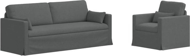 vidaXL Sofa 2-teilig Dunkelgrau mit Stoffbezug und Metallrahmen B/T/H: 198 x 78 x 80 cm und 78 x 78 x 80 cm - Bild 1