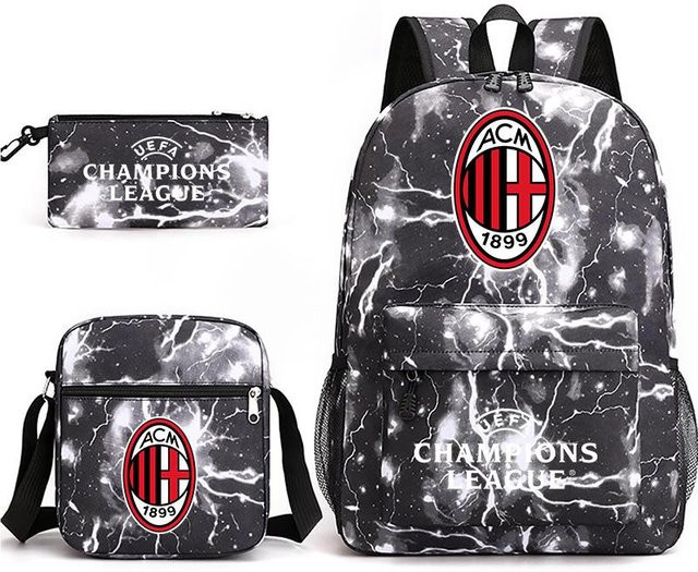 3-teiliges Schulrucksack-Set in Schwarz aus Oxford-Stoff mit großem Fassungsvermögen, Schultasche und Federmäppchen - Bild 1