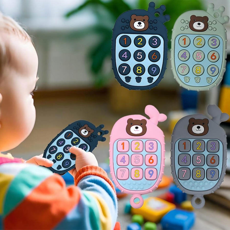MARKET-2 Montessori Baby Silikon Beißspielzeug Fernbedienung 7-12m - Bild 1