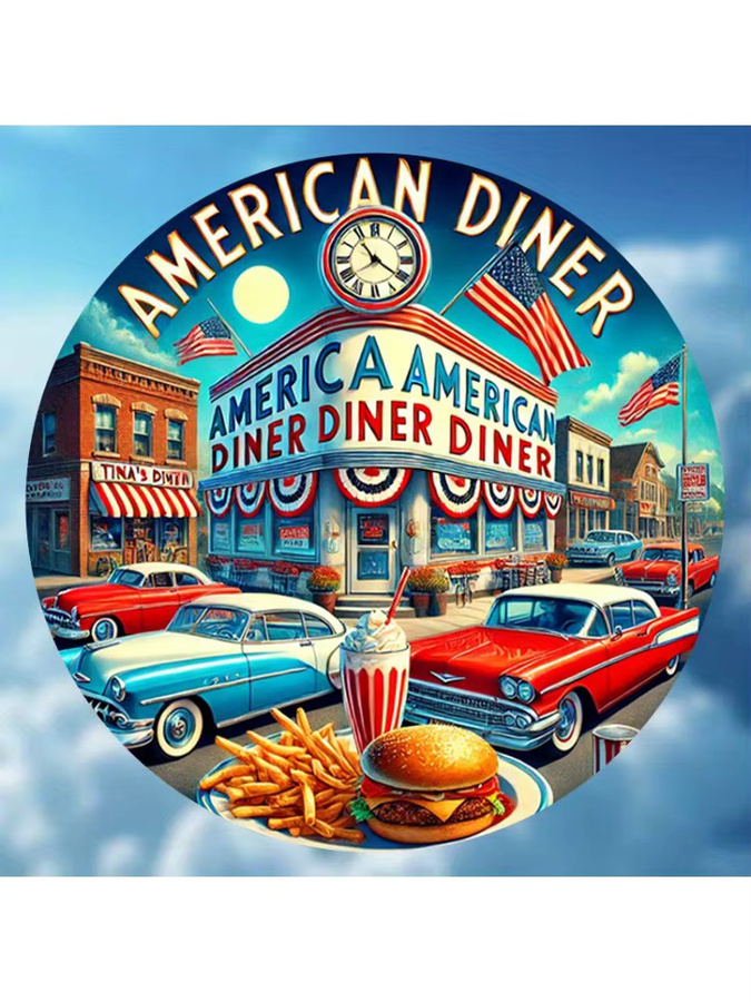 Retro Aluminiumschild Potdemiel im amerikanischen Restaurant-Stil, rund, mehrfarbig, Durchmesser: 20,32 cm - Bild 3
