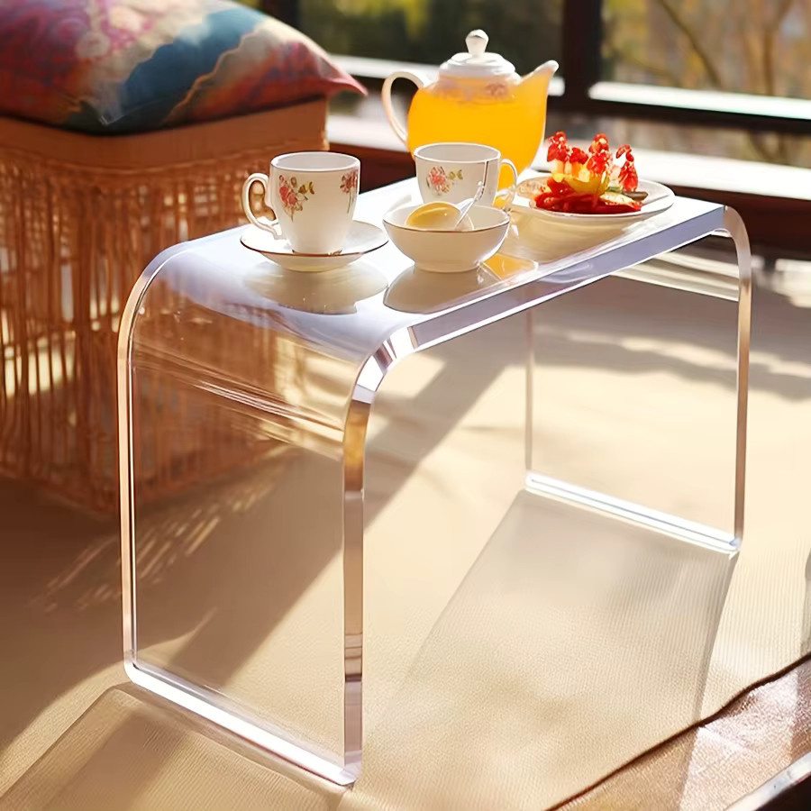 Moderner Acryl-Couchtisch von LIUSHADUOLA in Transparent, rechteckiger Beistelltisch aus Kunststoff für Wohnzimmer, Büro oder Garten - Bild 3