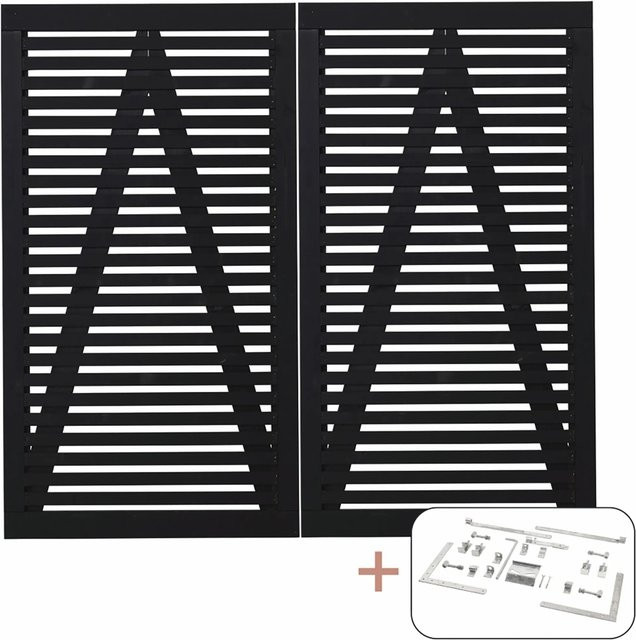 Plus Doppeltor Tokyo aus Nadelholz in Schwarz, Breite: 180 cm, Höhe: 200 cm - Bild 1