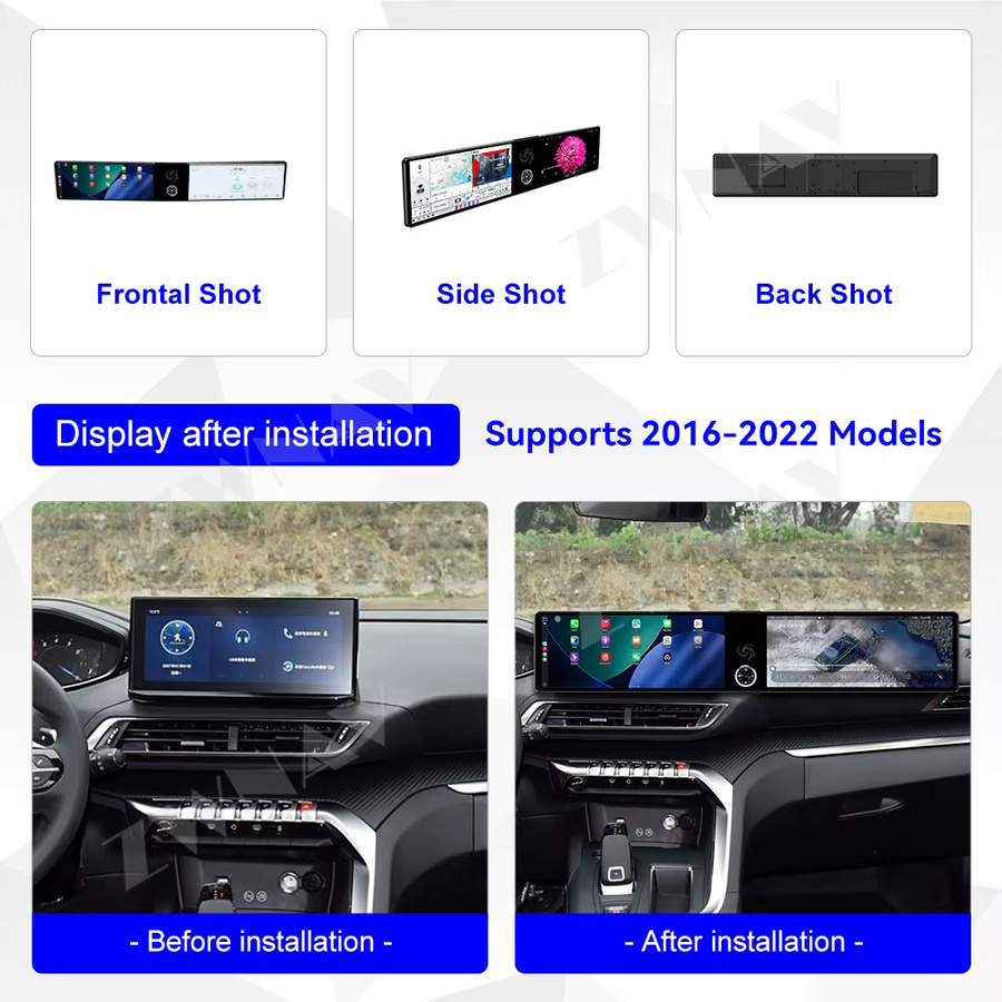 ZWNAV Android 13 Autoradio mit zwei 12,3-Zoll-Bildschirmen für Peugeot 4008 5008 3008 2016 - 2022, 8 GB RAM + 128 GB Speicher, Wireless GPS Stereo Multimedia Player, Schwarz - Bild 5