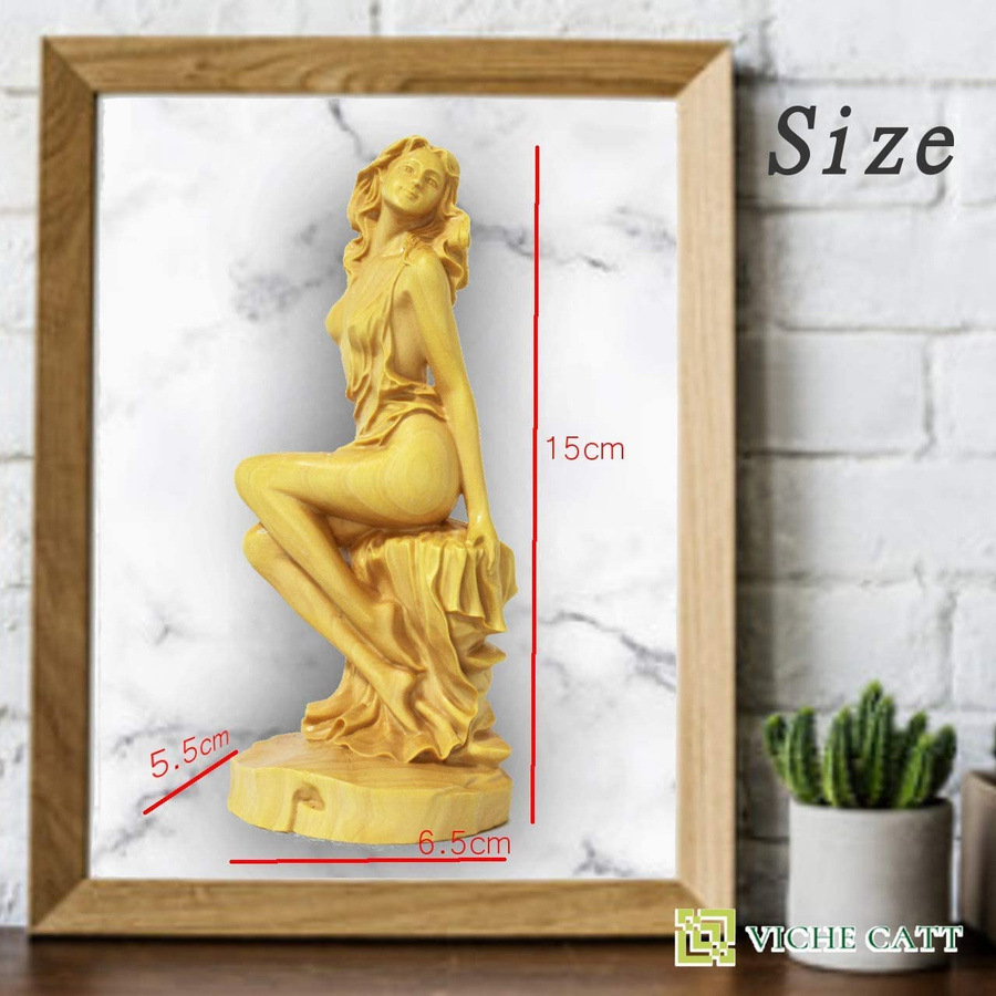 VICHE CATT Holzschnitzerei Göttin Schönes Mädchen Holzskulptur Figur, Höhe: 15 cm - Bild 2