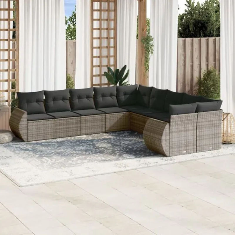 Vidaxl 11-tlg. Garten-Sofagarnitur aus Polyrattan mit Kissen in Grau - Bild 1