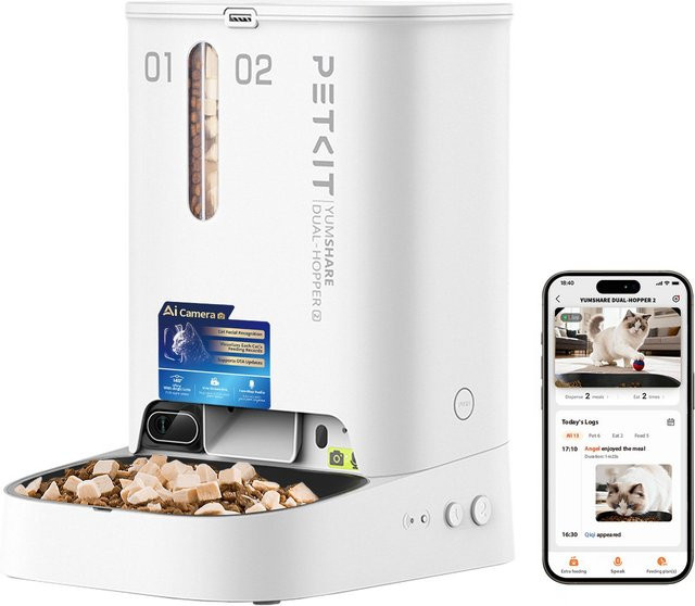 Petkit YumShare Dual-Hopper 2 Smart Automatischer Futterspender mit Kamera in Weiß - Bild 1