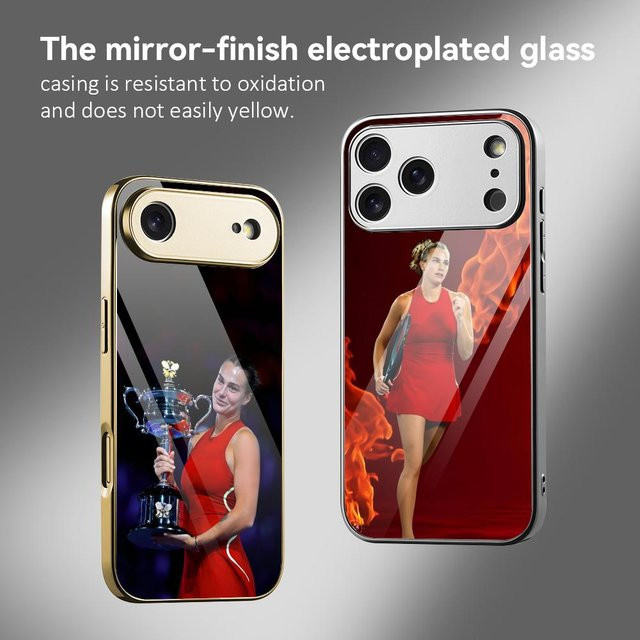 Sport Aryna Sabalenka Handyhülle für iPhone 17 16 15 14 13 12 Pro Max Plus mit galvanisiertem Metallrahmen und stoßfestem Schutz - Bild 1
