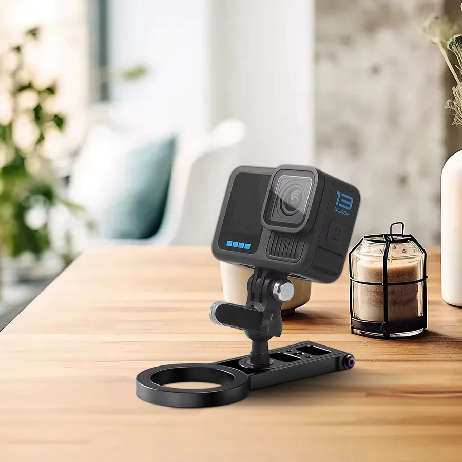 XT-XINTE Faltbarer Selfie Stick und Stativ mit magnetischer Telefonhalterung für iPhone, GoPro, Insta360 und DJI OSMO Pocket 3 in Schwarz - Bild 2