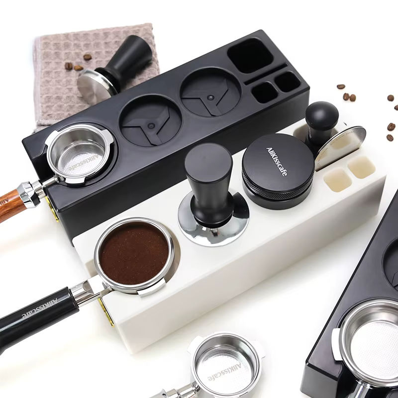 ALIKISSCAFE Espresso Tamping Station und Tamper Distributor Stand in Schwarz für 51mm, 54mm und 58mm Siebträger Barista Kaffee Zubehör - Bild 5
