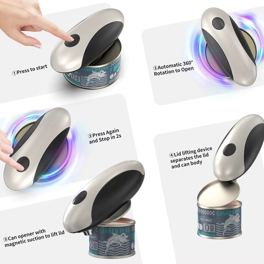 Elektrischer Dosenöffner von Venlohome in Weiß, automatischer und tragbarer One-Touch-Blechdosenöffner aus Kunststoff, wiederaufladbar und freihändig für deine Küche - Bild 5
